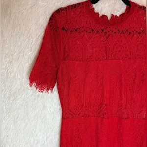 Lulu's Vibrant Red Lace Blouse